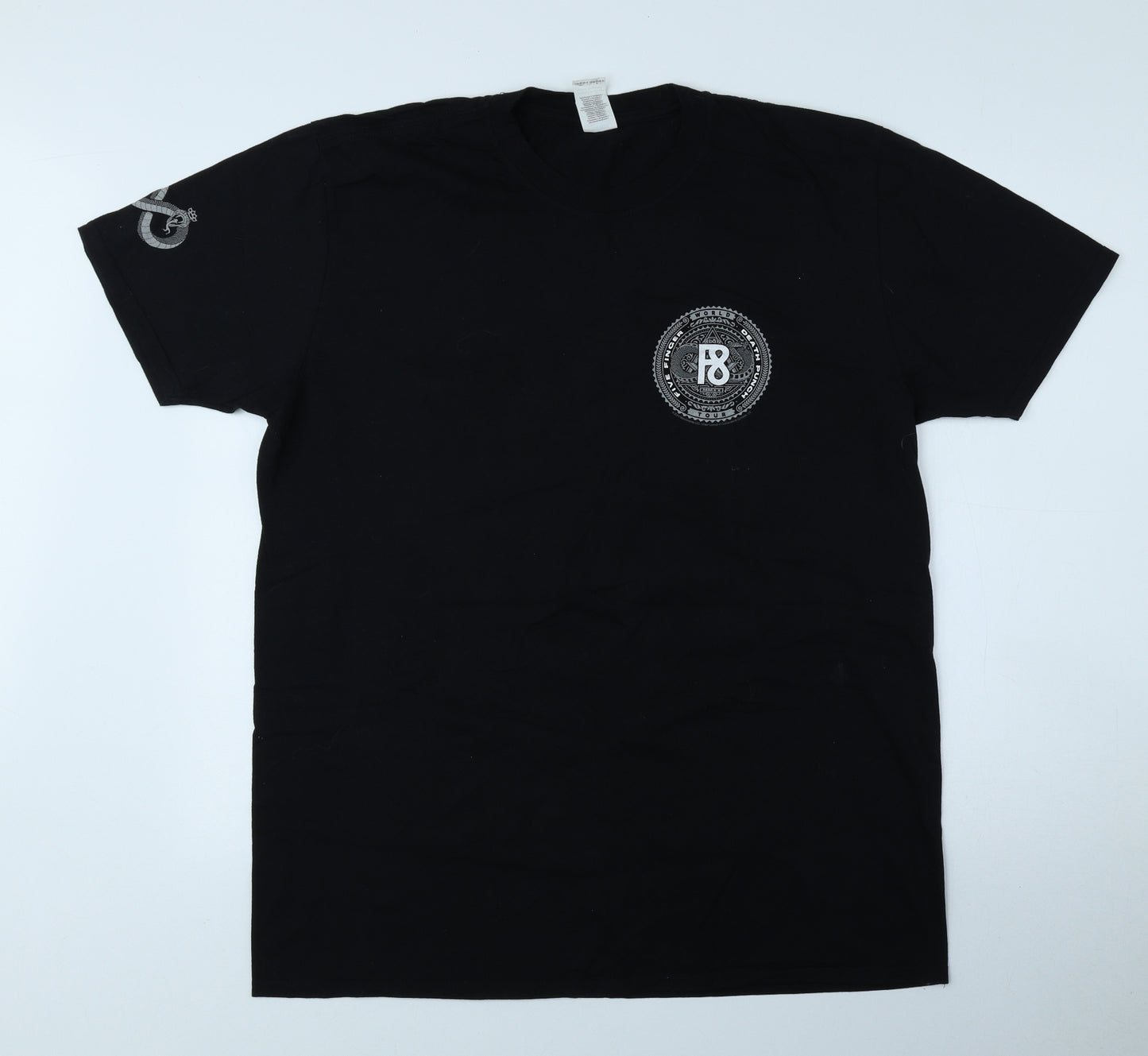 Gildan Mens Black Polyester T-Shirt Size XL Round Neck