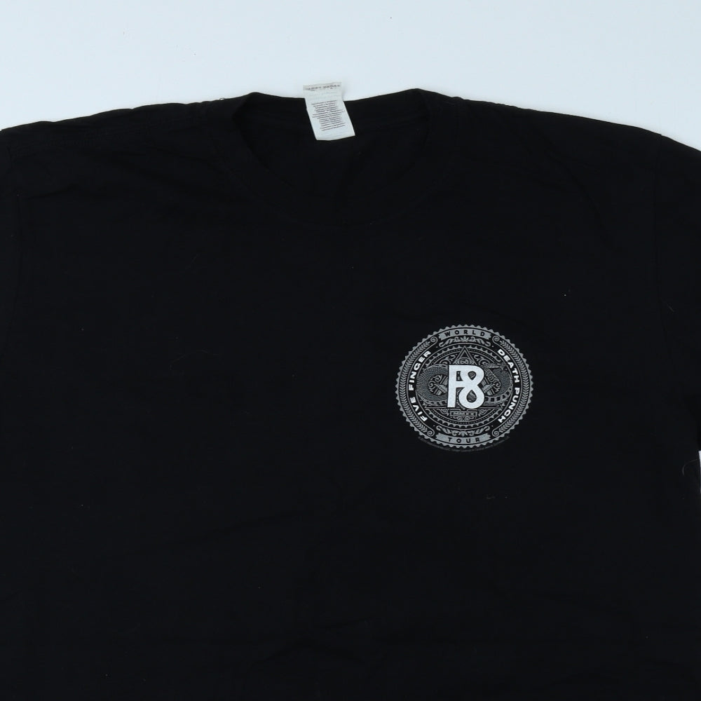 Gildan Mens Black Polyester T-Shirt Size XL Round Neck