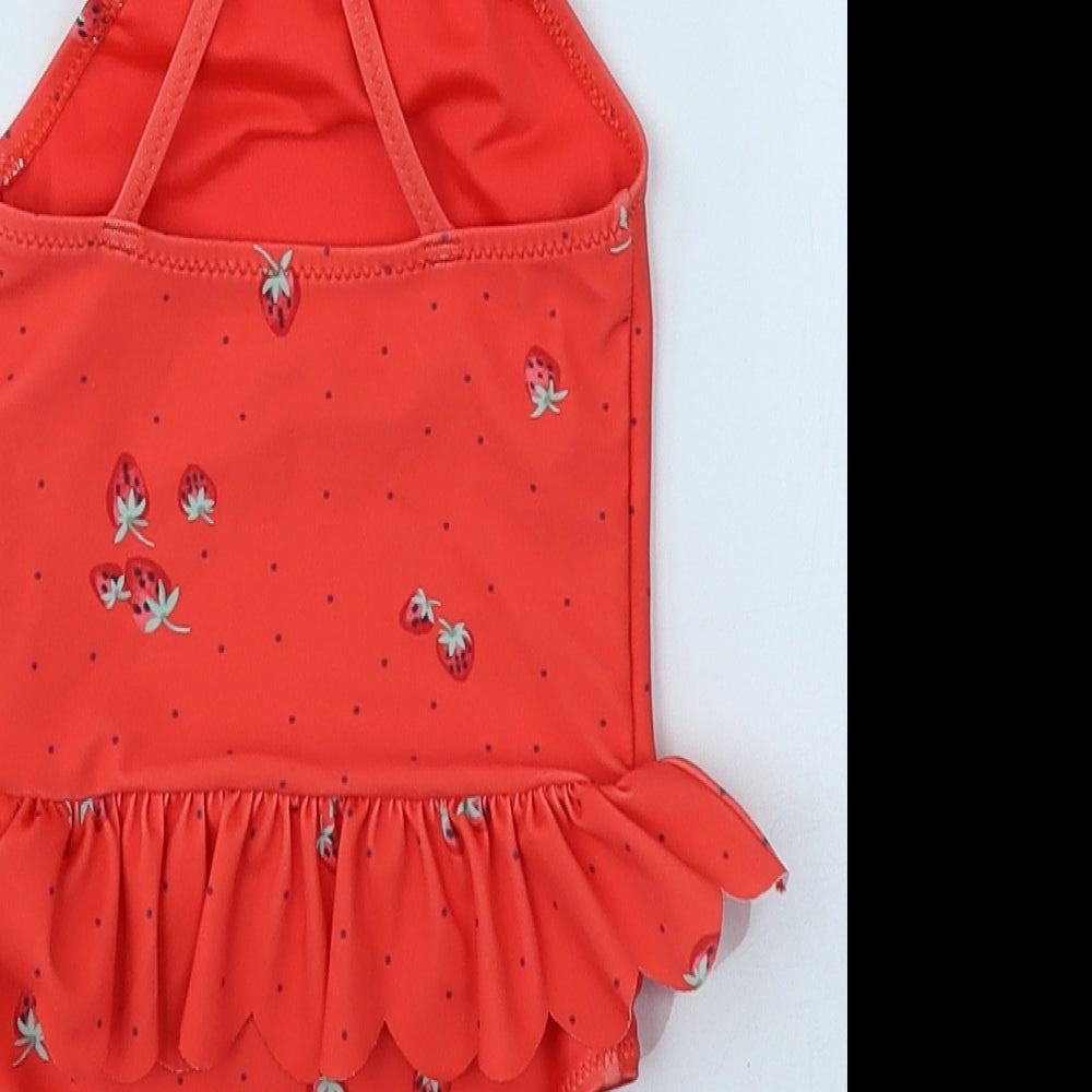 NEXT Girls Red Polka Dot Polyester Bodysuit Outfit/Set Size 12-18 Months Pullover - Strawberries, Swimming Costume