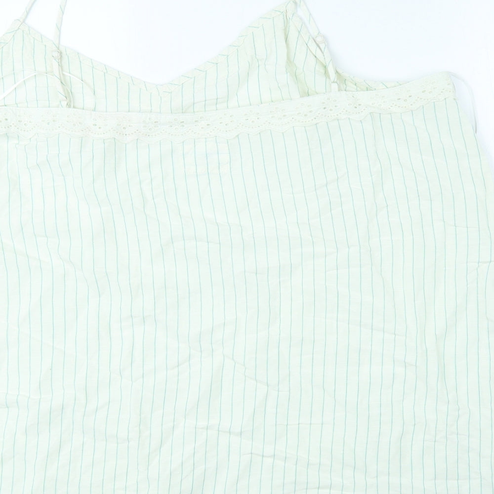 Marks and Spencer Womens White Striped Viscose Kimono Blouse Size 20 Square Neck
