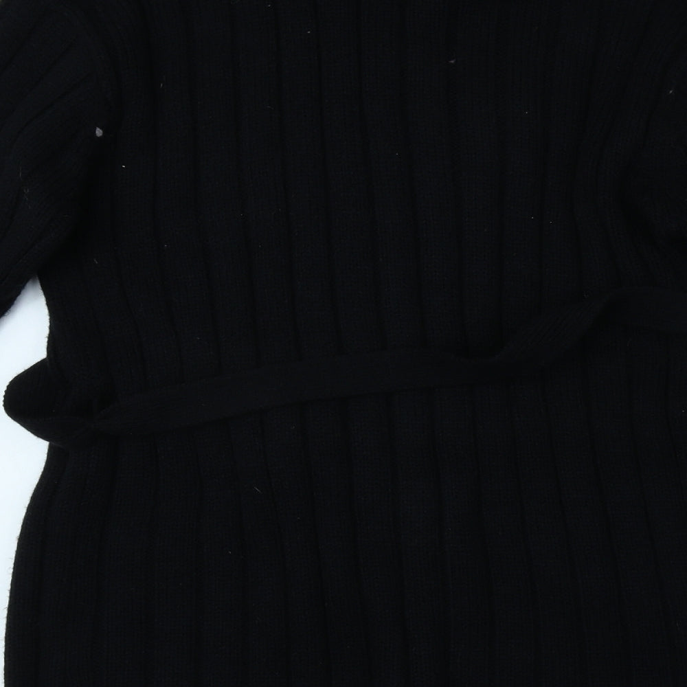 Papillon Womens Black Collared Acrylic Cardigan Jumper Size M - Size M-L