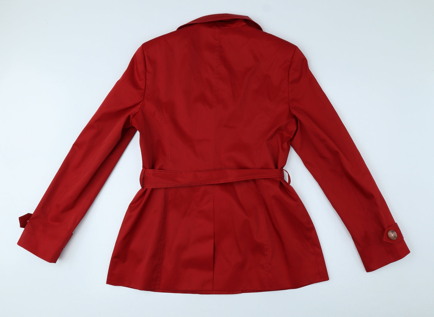 Ethel Austin Womens Red Trench Coat Coat Size 12 Button