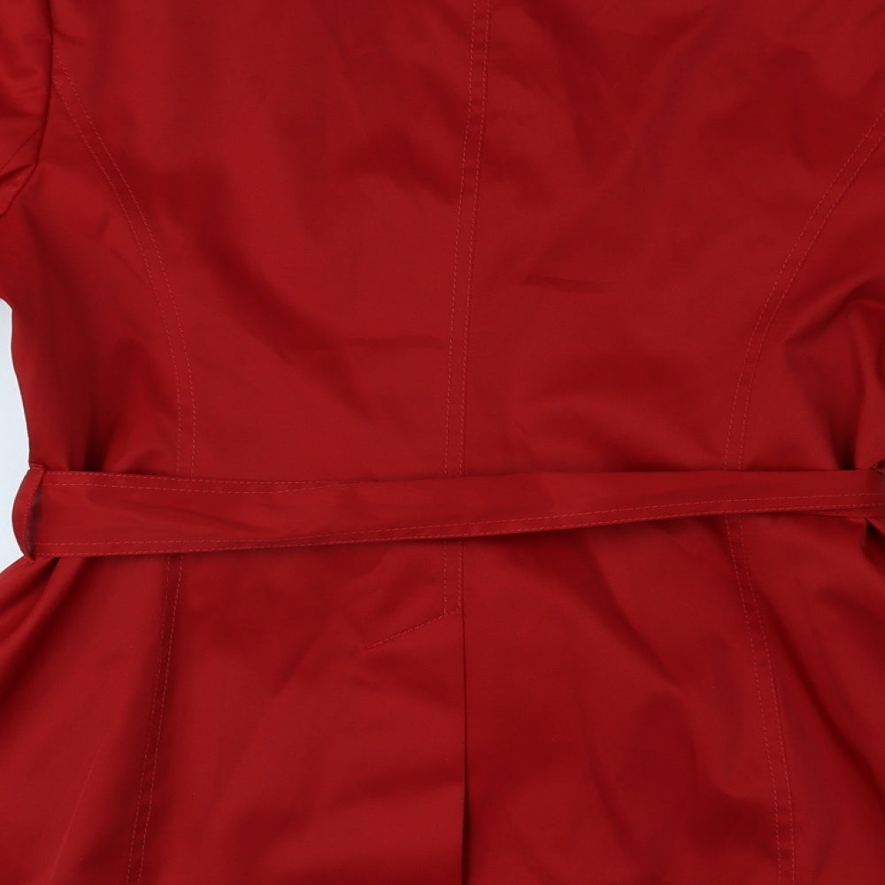 Ethel Austin Womens Red Trench Coat Coat Size 12 Button