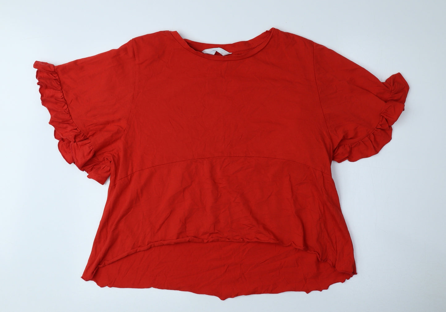Primark Womens Red 100% Cotton Basic T-Shirt Size 6 Round Neck - Size 6-8