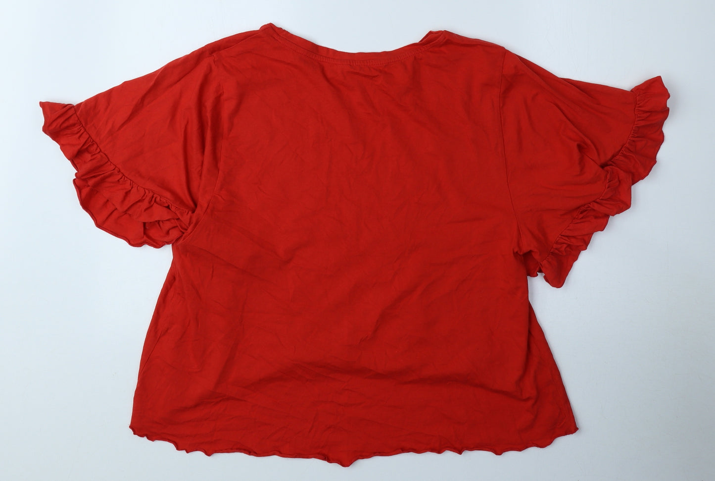 Primark Womens Red 100% Cotton Basic T-Shirt Size 6 Round Neck - Size 6-8