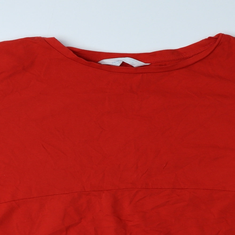 Primark Womens Red 100% Cotton Basic T-Shirt Size 6 Round Neck - Size 6-8