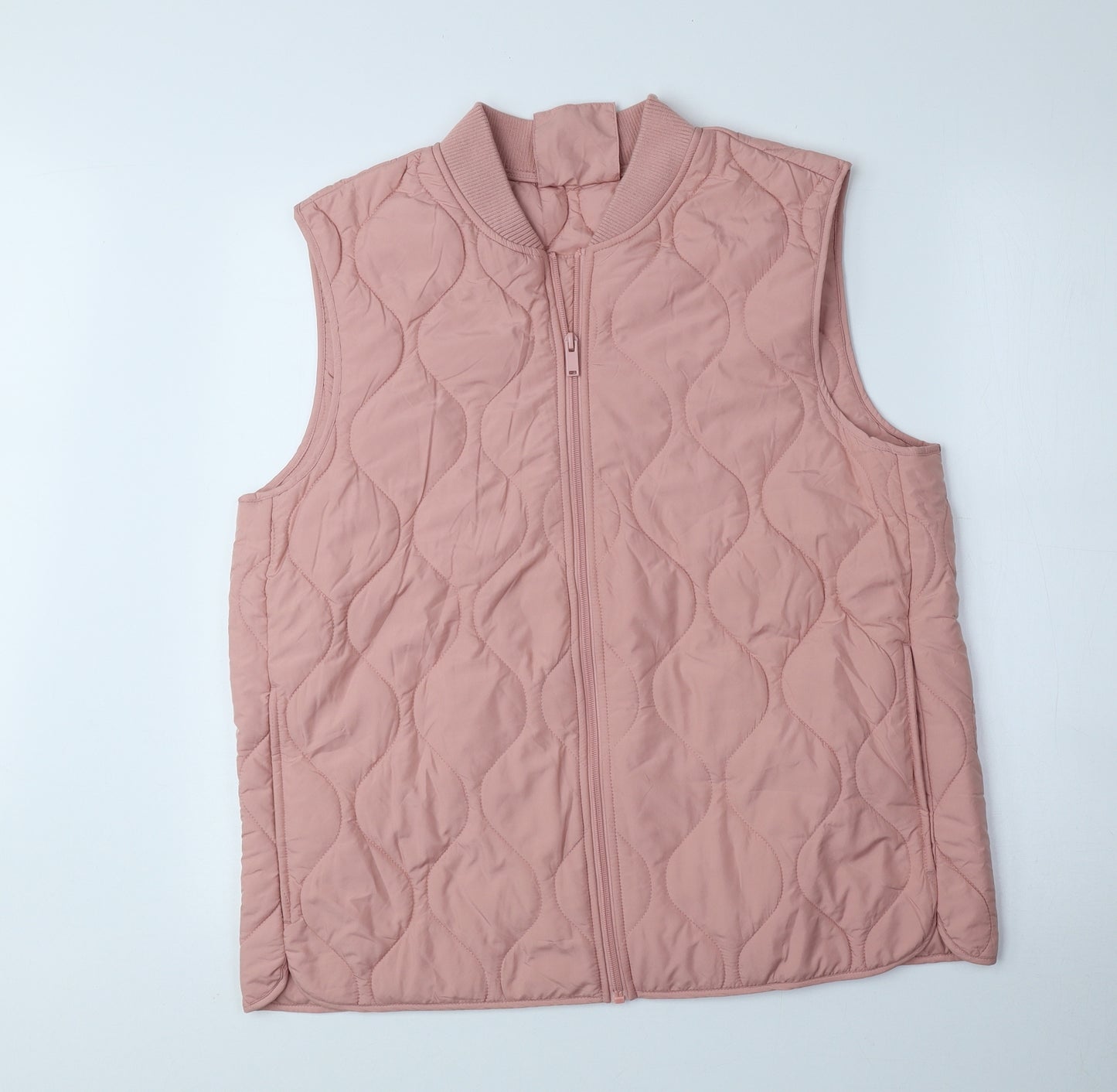 Marks and Spencer Womens Pink Geometric Gilet Waistcoat Size 14 Zip