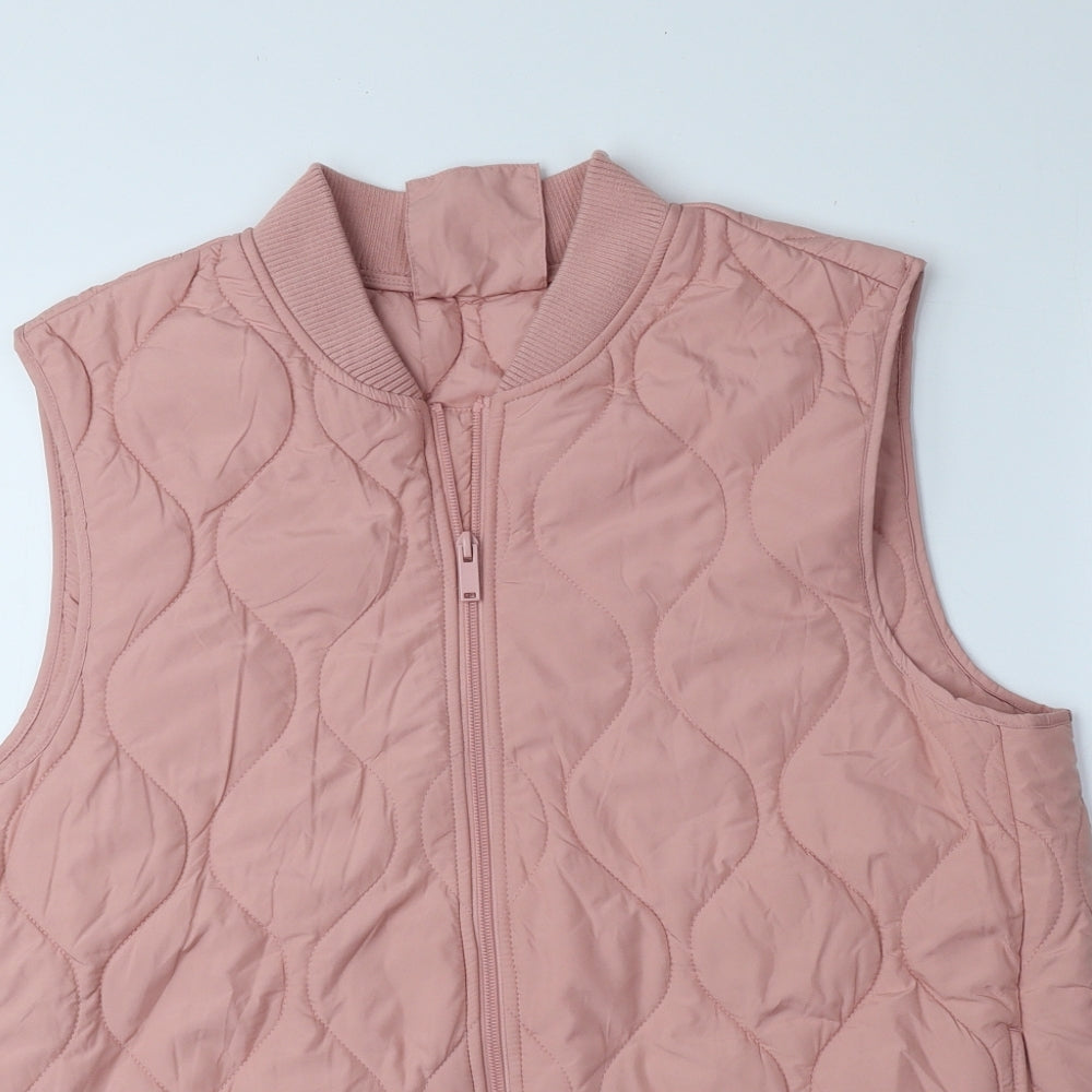 Marks and Spencer Womens Pink Geometric Gilet Waistcoat Size 14 Zip