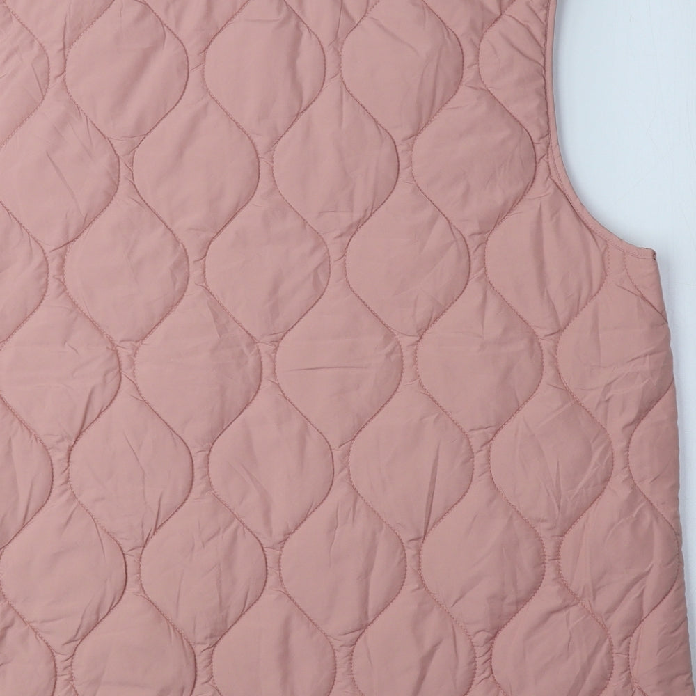 Marks and Spencer Womens Pink Geometric Gilet Waistcoat Size 14 Zip