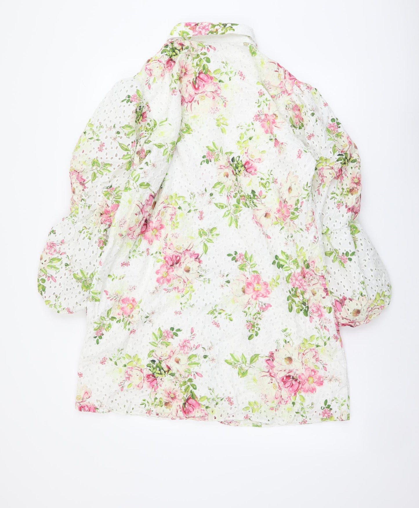 River Island Womens Multicoloured Floral Cotton Shirt Dress Size 16 Collared Button
