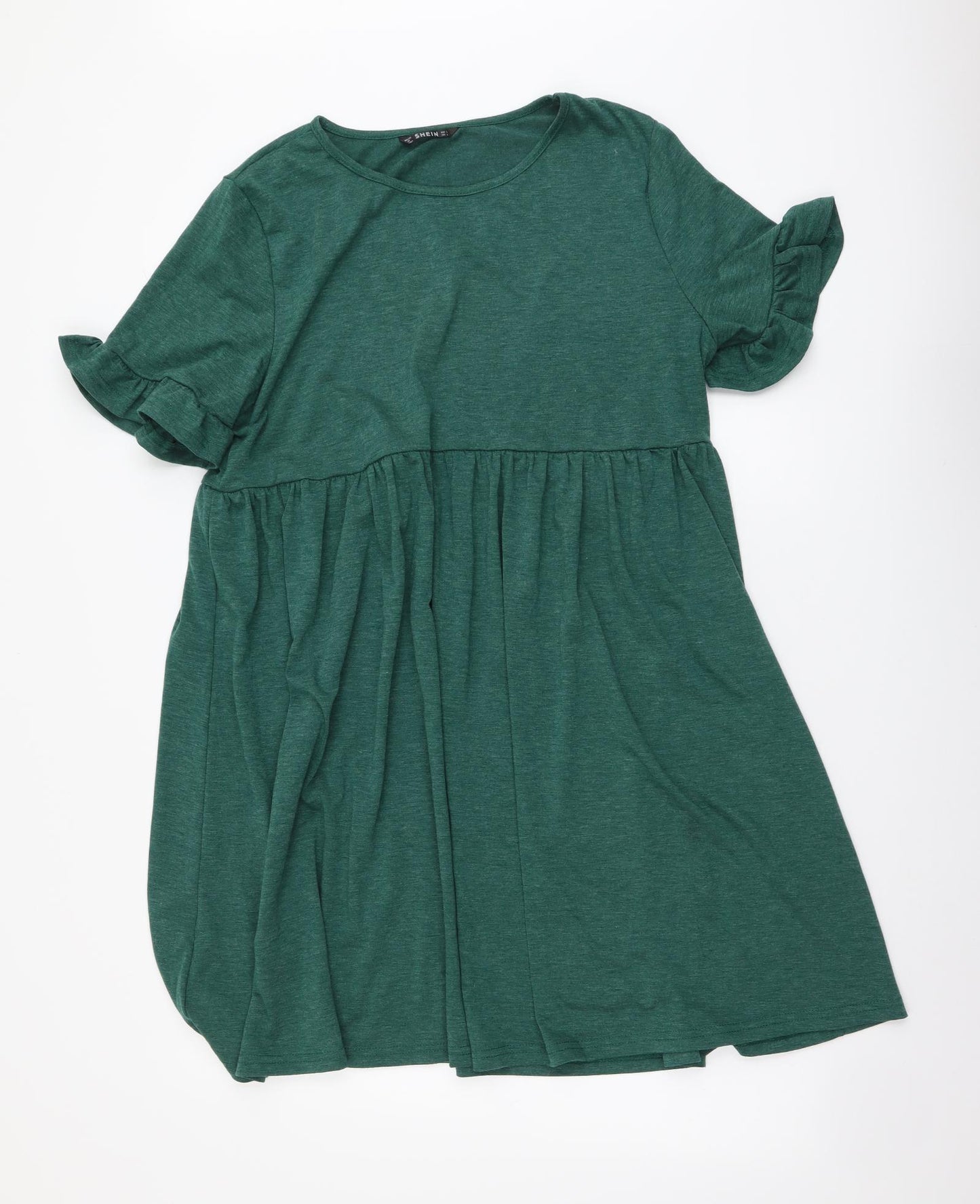 SheIn Womens Green Polyester T-Shirt Dress Size L Round Neck Pullover