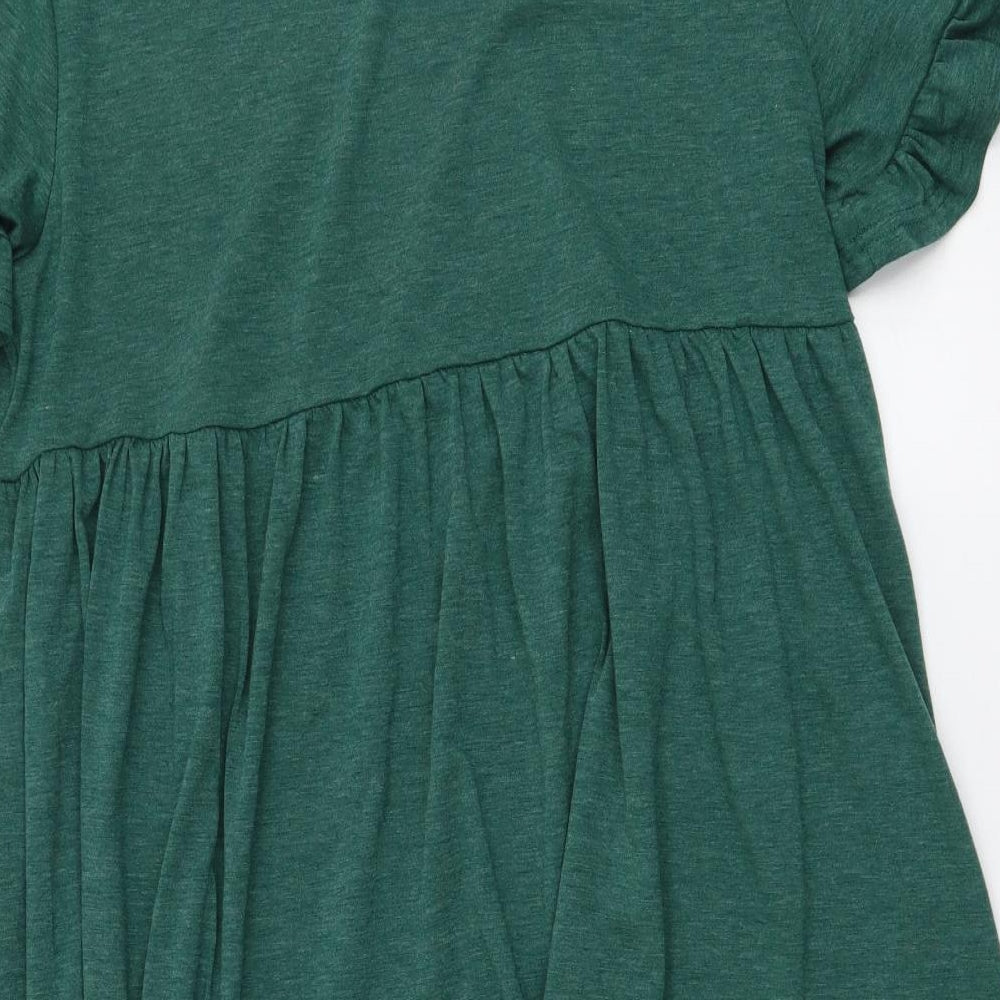 SheIn Womens Green Polyester T-Shirt Dress Size L Round Neck Pullover
