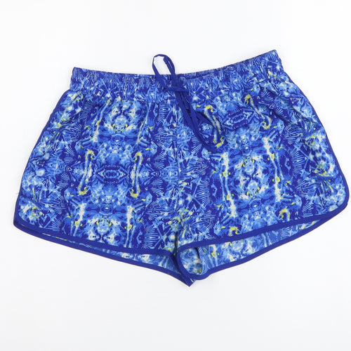 Atmosphere Womens Blue Geometric Polyester Sweat Shorts Size 8 L3 in Regular Drawstring