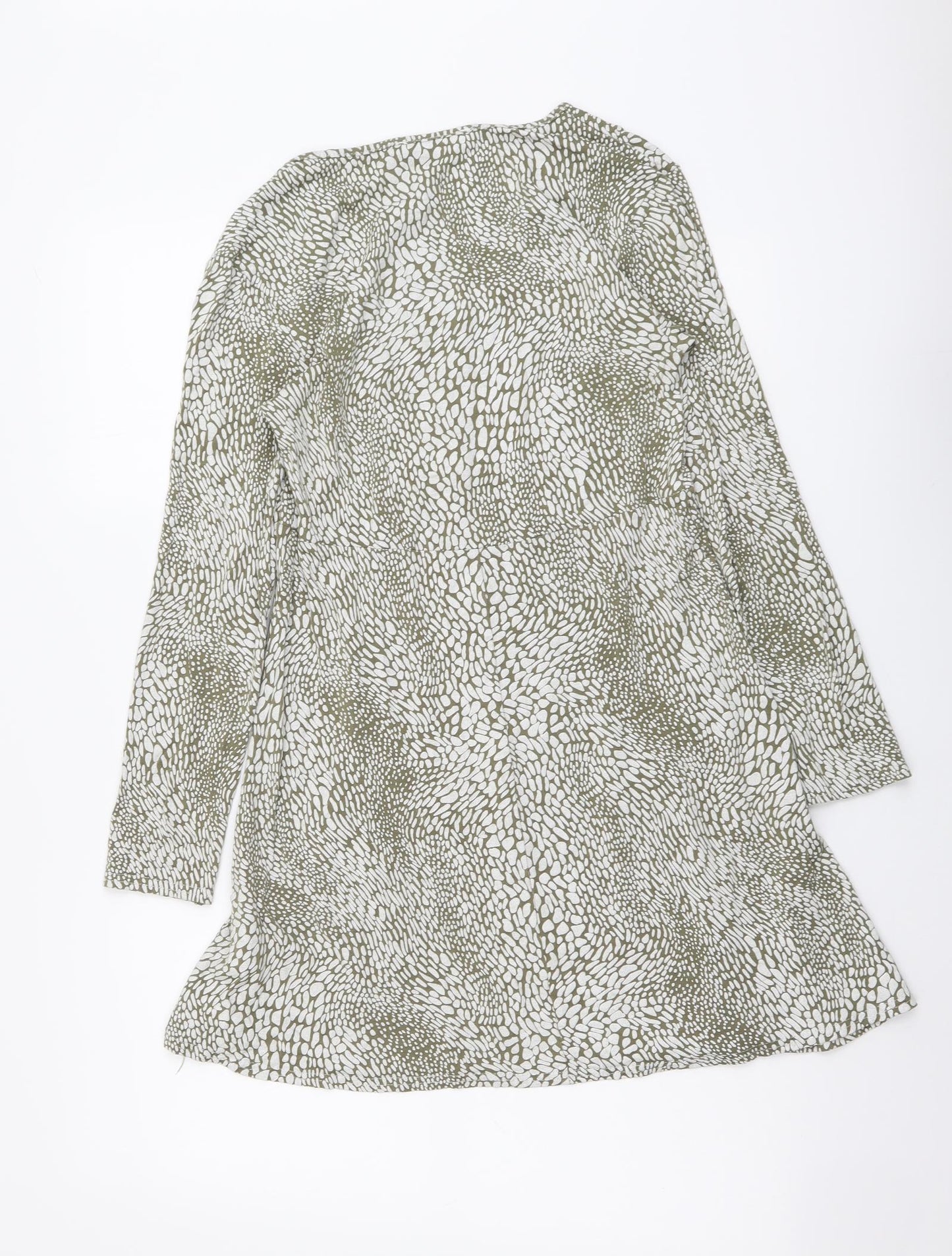 Missguided Womens Green Geometric Polyester A-Line Size 12 V-Neck Pullover