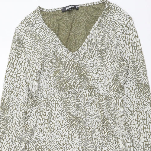 Missguided Womens Green Geometric Polyester A-Line Size 12 V-Neck Pullover