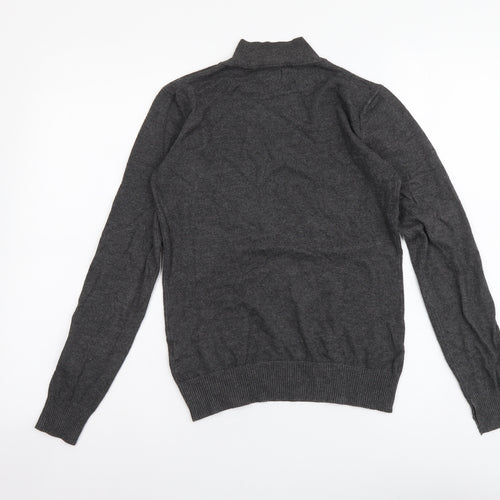 Ciela Womens Grey Mock Neck Cotton Pullover Jumper Size S