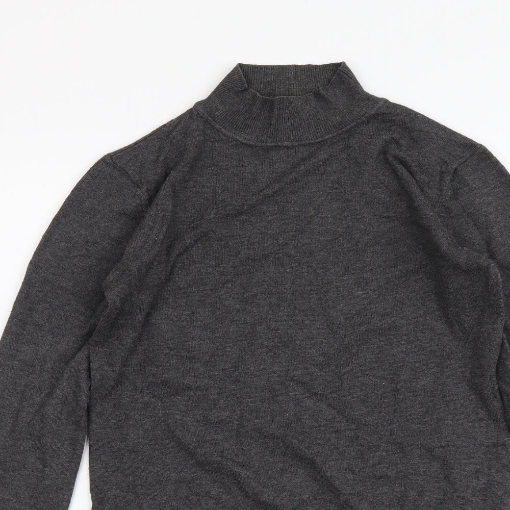Ciela Womens Grey Mock Neck Cotton Pullover Jumper Size S
