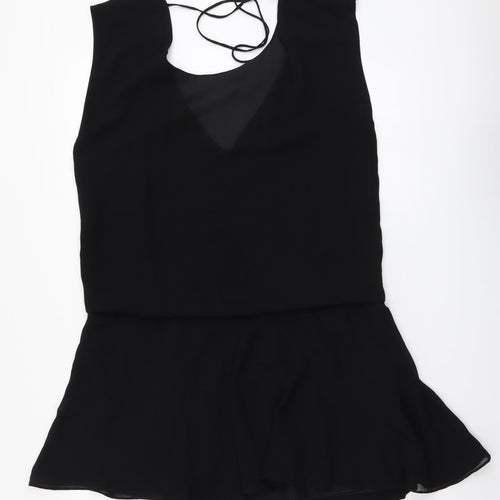 Zara Womens Black Polyester A-Line Size S Scoop Neck Pullover