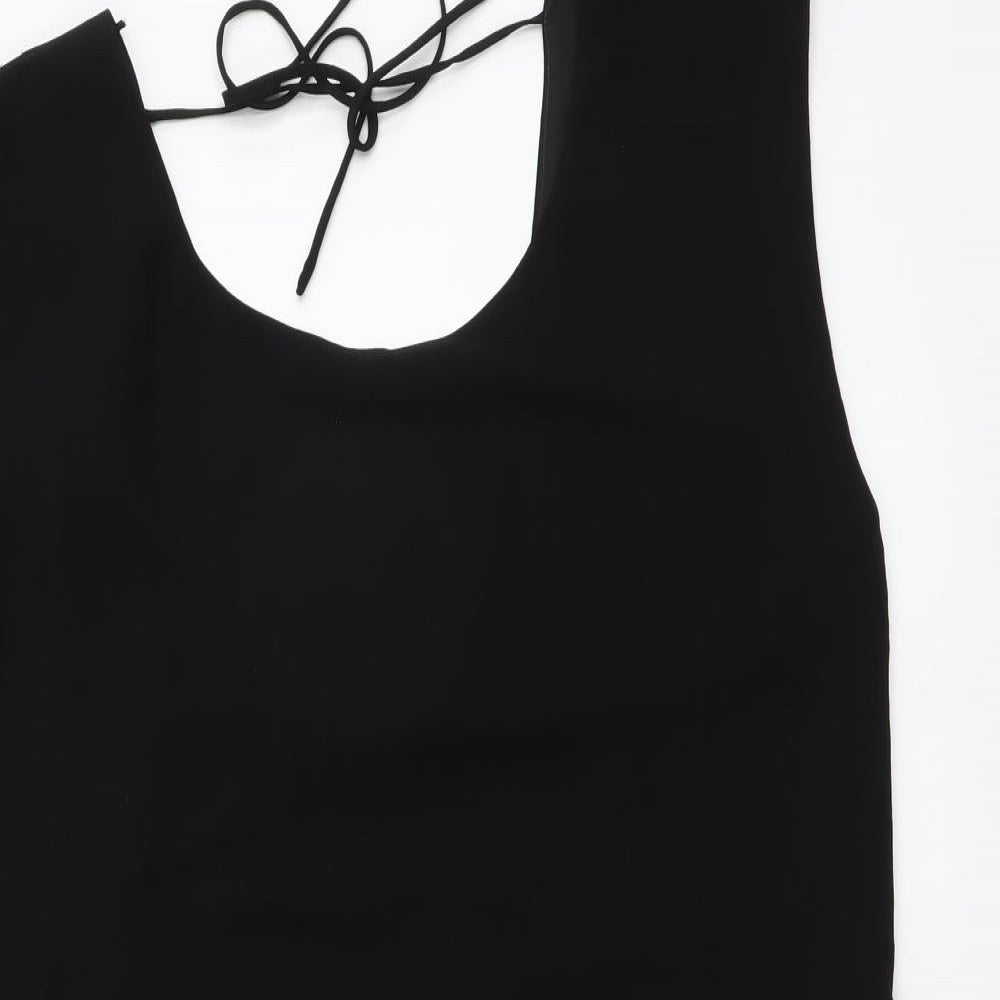 Zara Womens Black Polyester A-Line Size S Scoop Neck Pullover