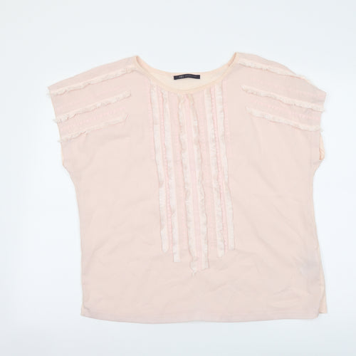 Marks and Spencer Womens Pink Polyester Basic Polo Size 12 Boat Neck