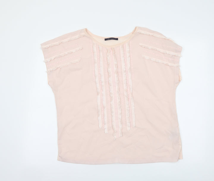 Marks and Spencer Womens Pink Polyester Basic Polo Size 12 Boat Neck
