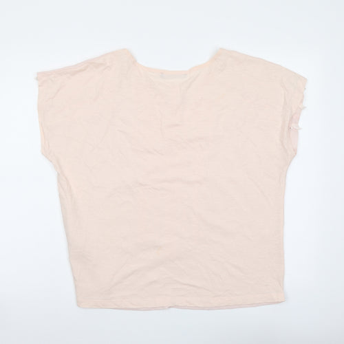 Marks and Spencer Womens Pink Polyester Basic Polo Size 12 Boat Neck