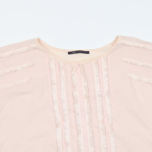 Marks and Spencer Womens Pink Polyester Basic Polo Size 12 Boat Neck