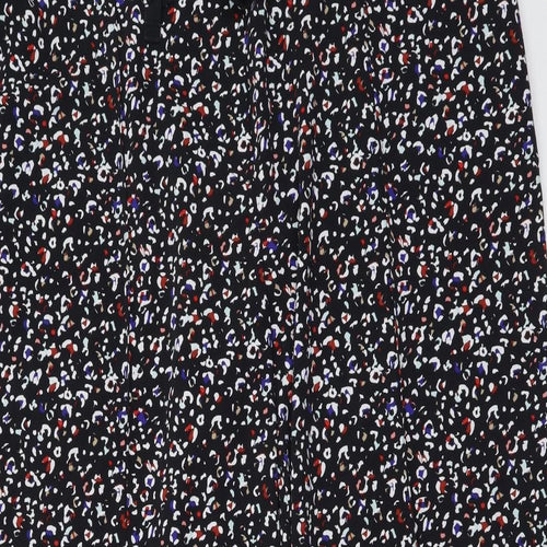 Marks and Spencer Womens Black Animal Print Polyester Trousers Size 24 L27 in Regular Drawstring - Leopard Pattern