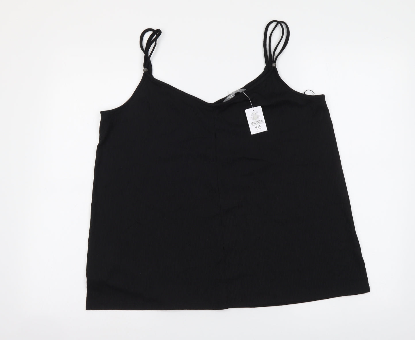 Nutmeg Womens Black Polyester Camisole Tank Size 16 V-Neck
