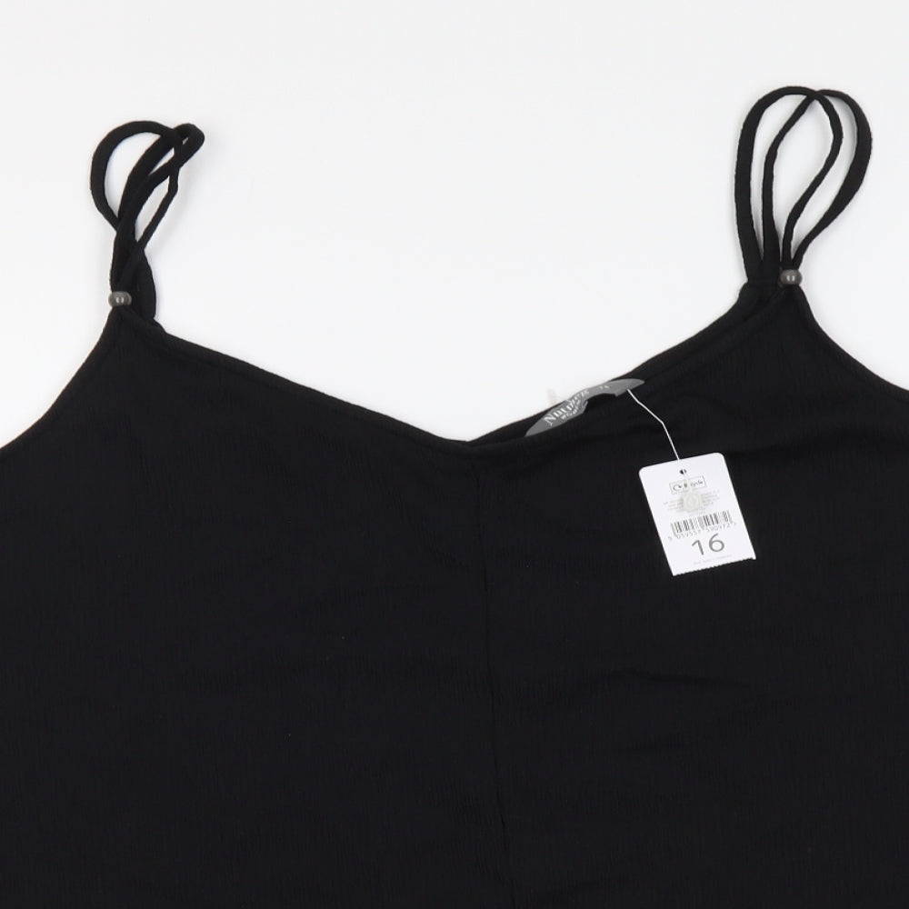 Nutmeg Womens Black Polyester Camisole Tank Size 16 V-Neck