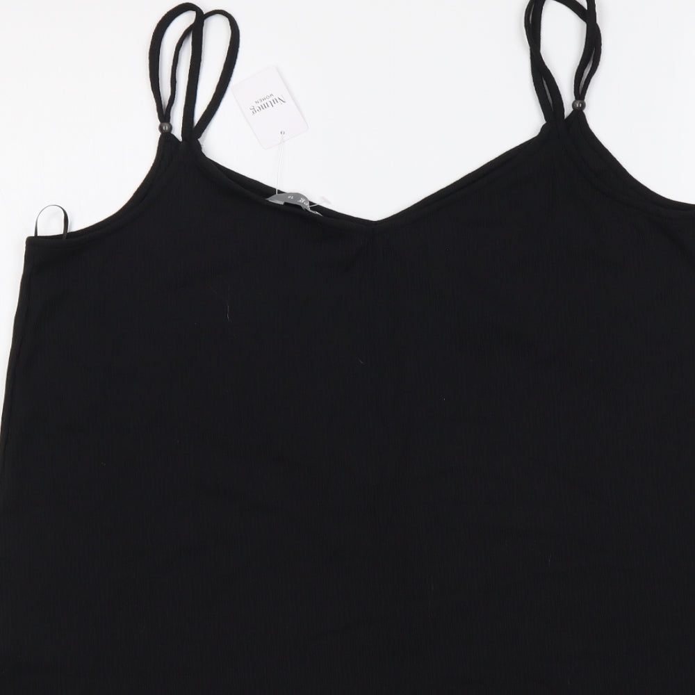 Nutmeg Womens Black Polyester Camisole Tank Size 16 V-Neck