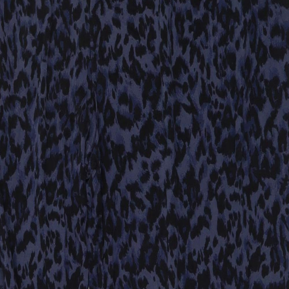 Marks and Spencer Womens Blue Animal Print Viscose Trousers Size 12 L27 in Regular - Leopard Pattern