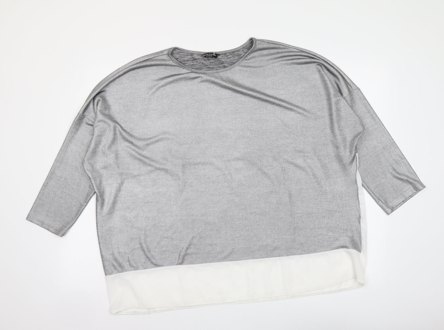 Marina Kaneva Womens Silver Polyester Basic Blouse Size 20 Round Neck