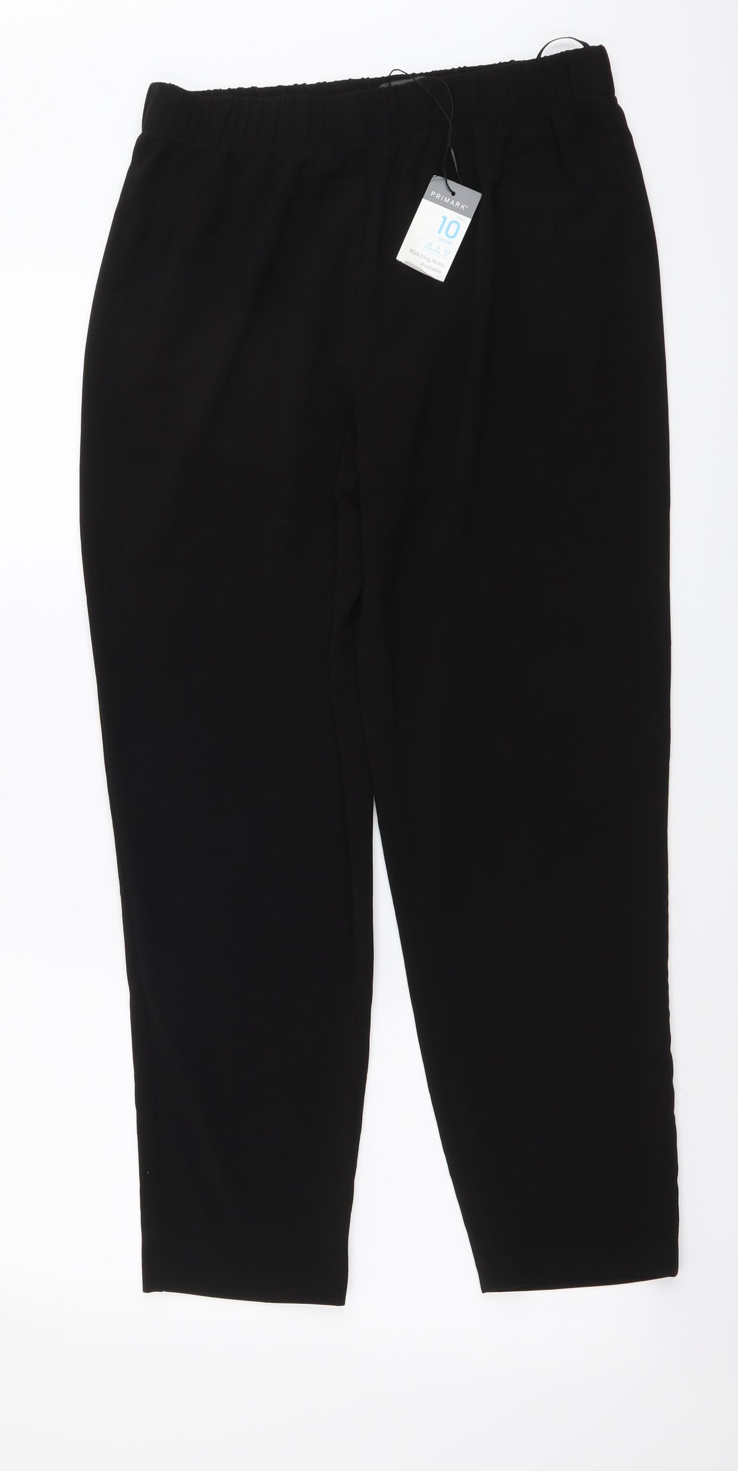 Primark Womens Black Polyester Trousers Size 10 L26 in Regular