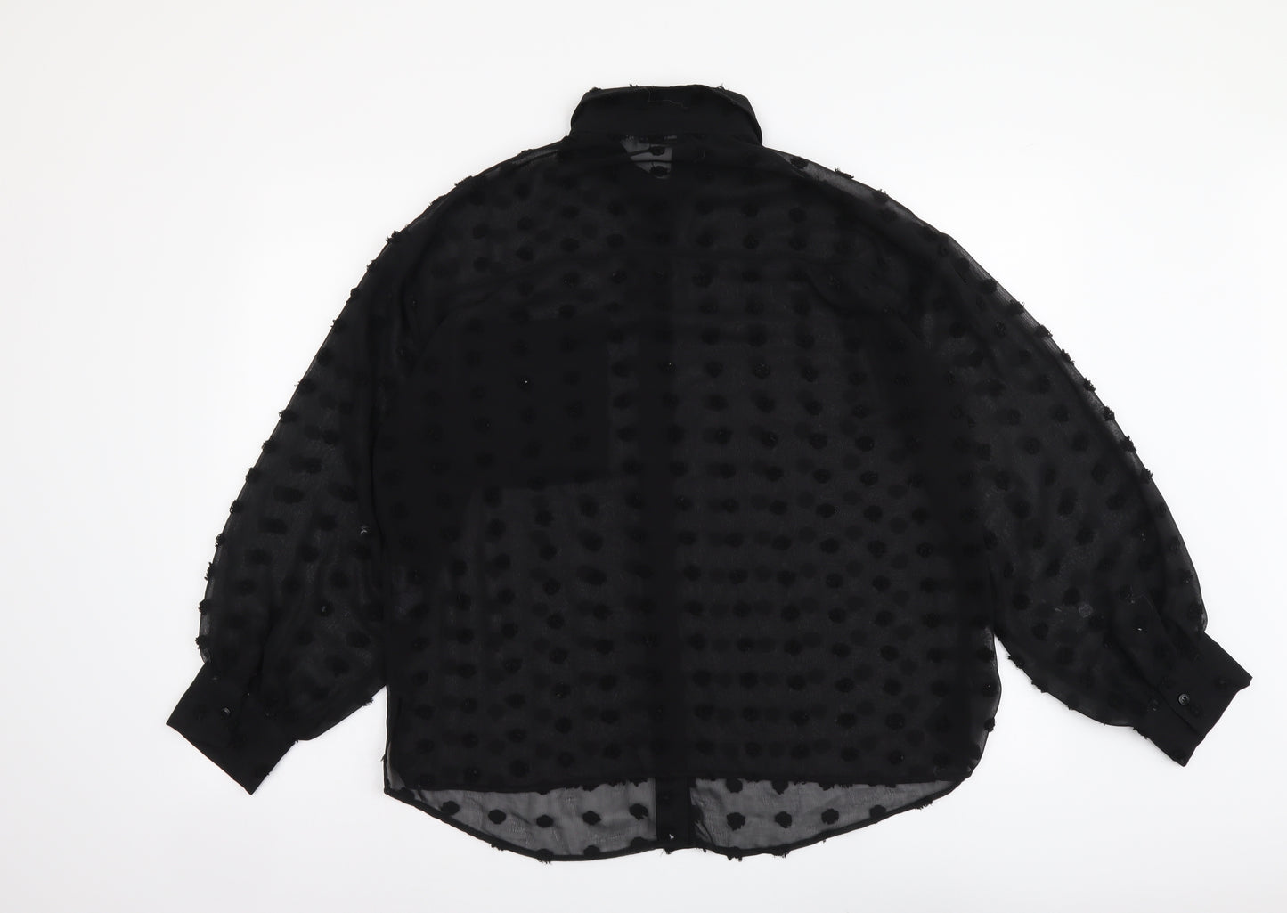 ASOS Womens Black Polka Dot Polyester Basic Button-Up Size 8 Collared