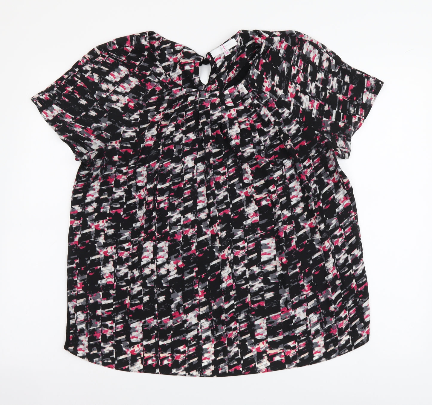 Jasper Conran Womens Multicoloured Geometric Polyester Basic Blouse Size 16 Round Neck