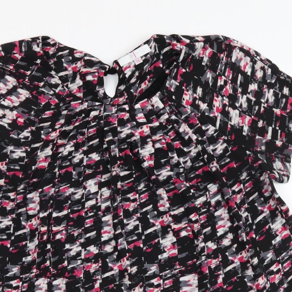 Jasper Conran Womens Multicoloured Geometric Polyester Basic Blouse Size 16 Round Neck