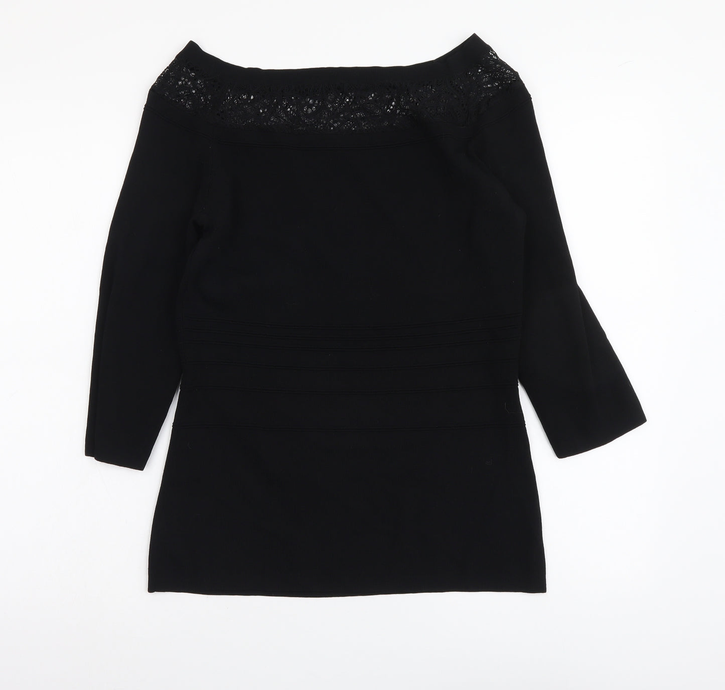 NEXT Womens Black Boat Neck Viscose Pullover Jumper Size 14