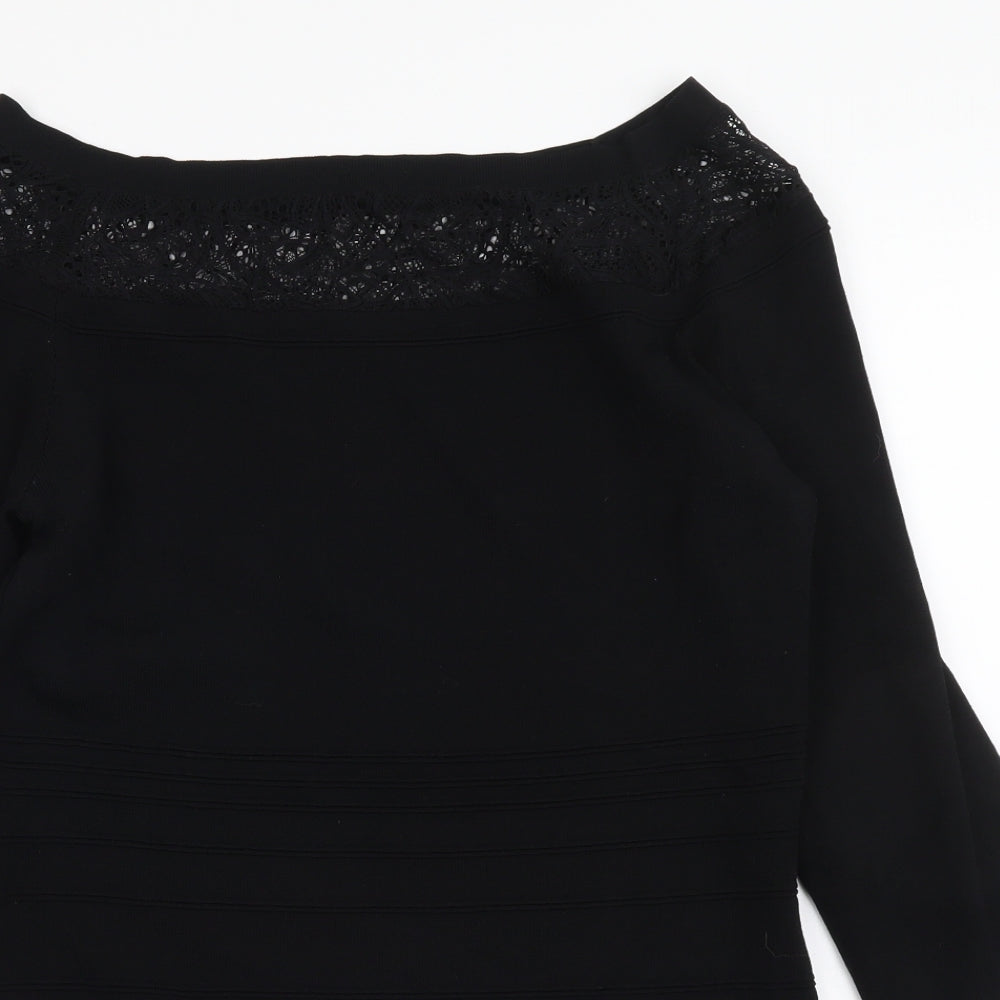 NEXT Womens Black Boat Neck Viscose Pullover Jumper Size 14