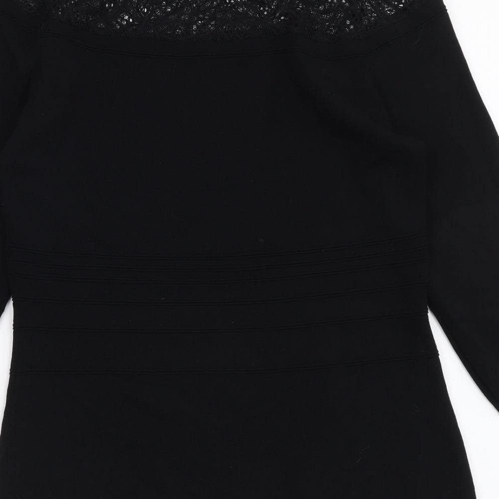 NEXT Womens Black Boat Neck Viscose Pullover Jumper Size 14