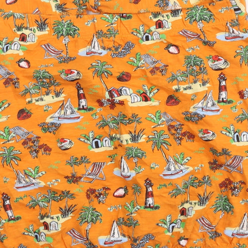 NEXT Womens Orange Geometric Cotton Basic Tank Size 8 Off the Shoulder - Seaside