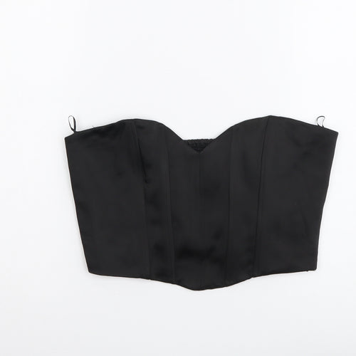 Zara Womens Black Polyester Cropped Tank Size M Sweetheart - Corset Style