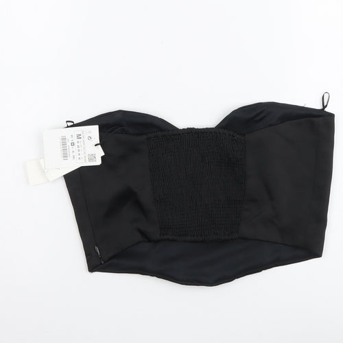 Zara Womens Black Polyester Cropped Tank Size M Sweetheart - Corset Style