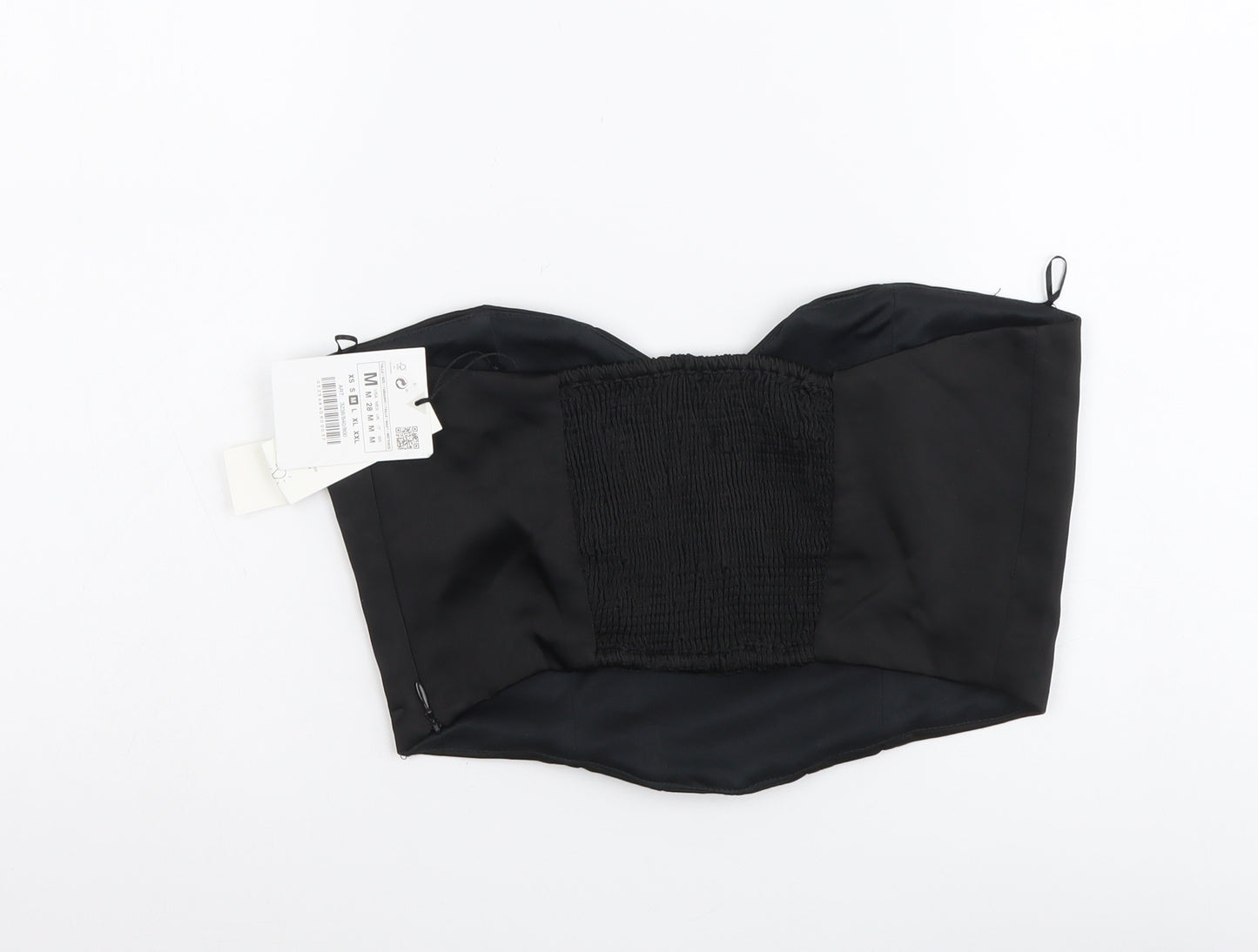 Zara Womens Black Polyester Cropped Tank Size M Sweetheart - Corset Style
