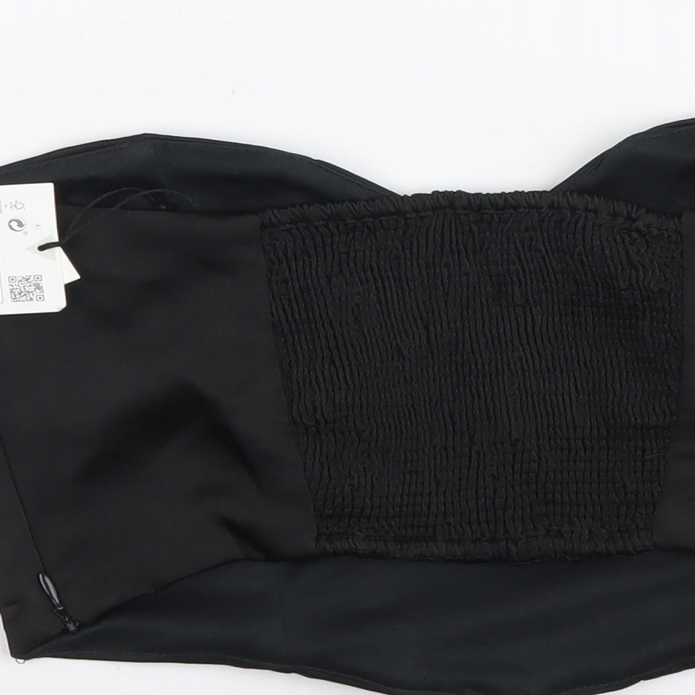 Zara Womens Black Polyester Cropped Tank Size M Sweetheart - Corset Style
