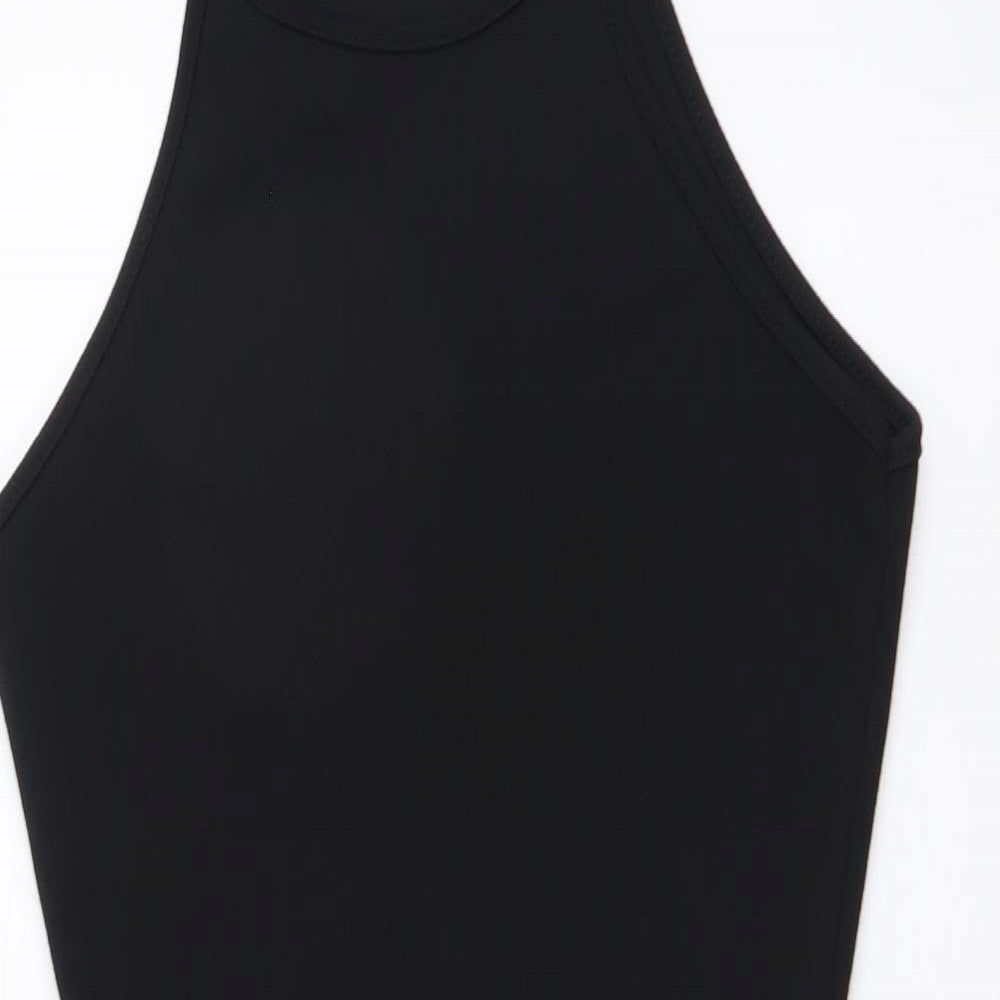PRETTYLITTLETHING Womens Black Polyester Mini Size 8 Halter Pullover