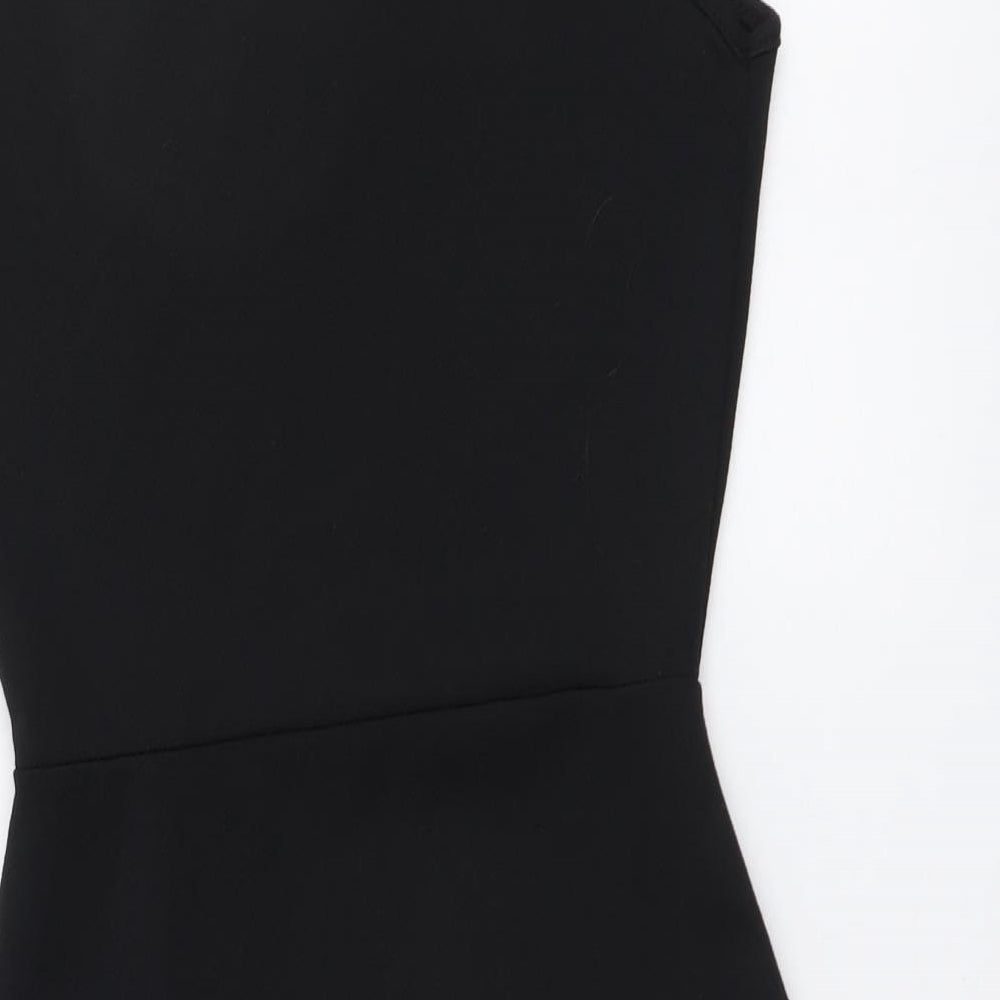 PRETTYLITTLETHING Womens Black Polyester Mini Size 8 Halter Pullover