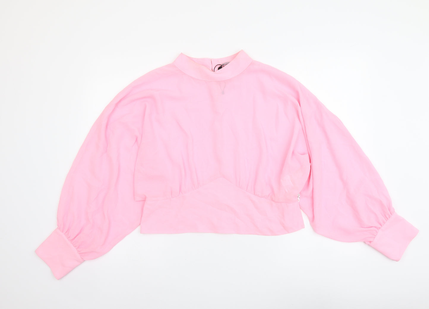Zara Womens Pink Polyester Basic Blouse Size XL Mock Neck