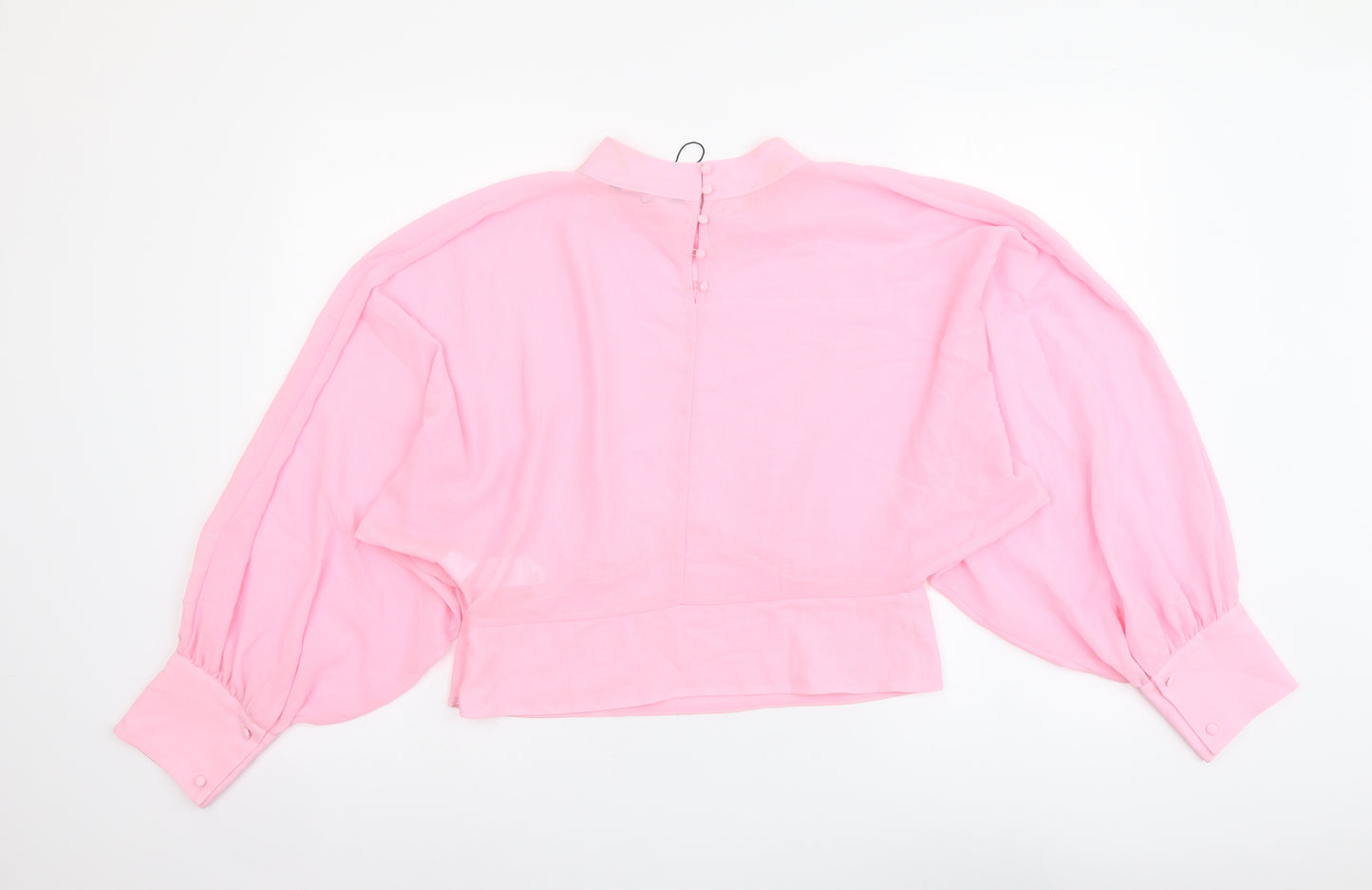 Zara Womens Pink Polyester Basic Blouse Size XL Mock Neck