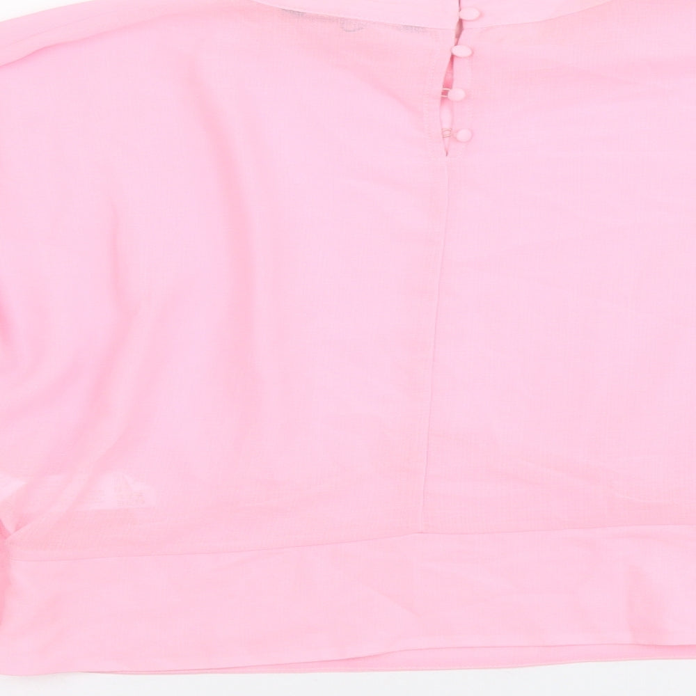 Zara Womens Pink Polyester Basic Blouse Size XL Mock Neck